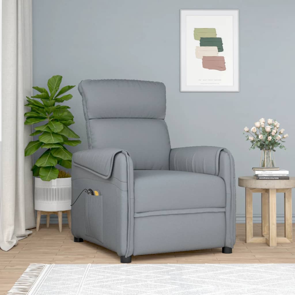 Fauteuil de massage verticalisateur tissu gris foncé