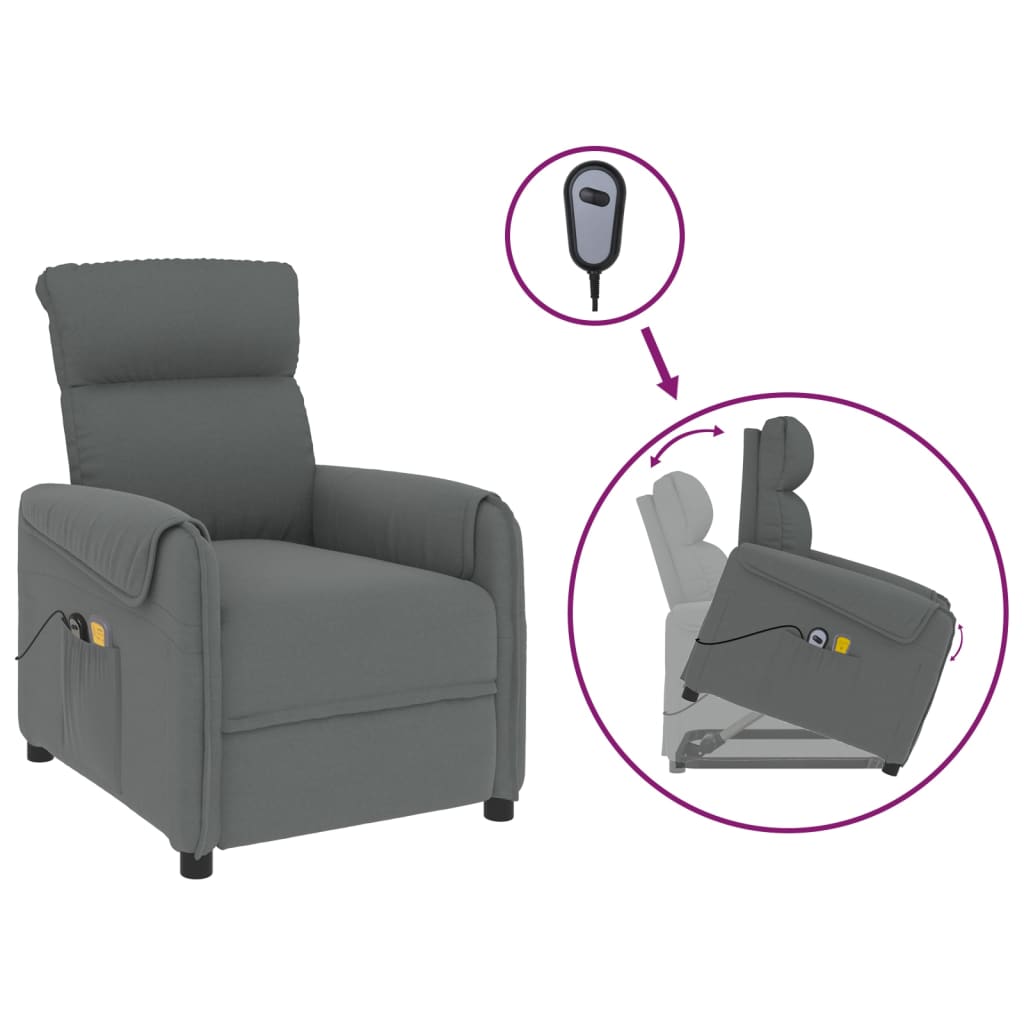 Fauteuil de massage verticalisateur tissu gris foncé