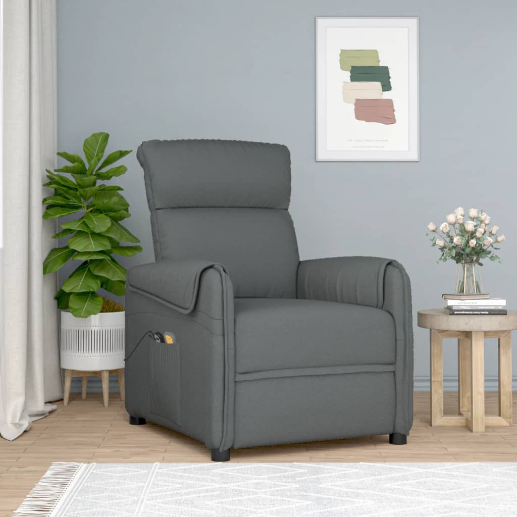 Fauteuil de massage verticalisateur tissu gris foncé