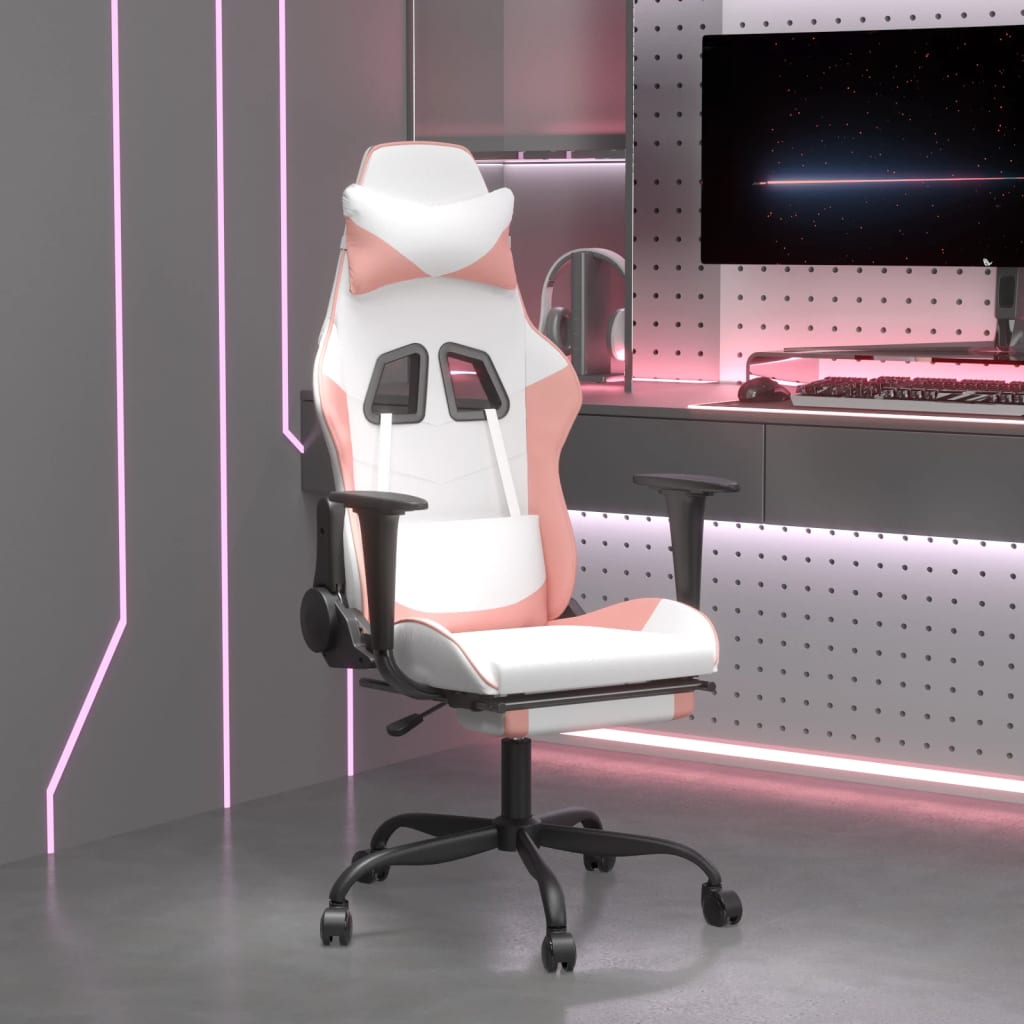 Chaise de jeu avec repose-pieds en cuir artificiel