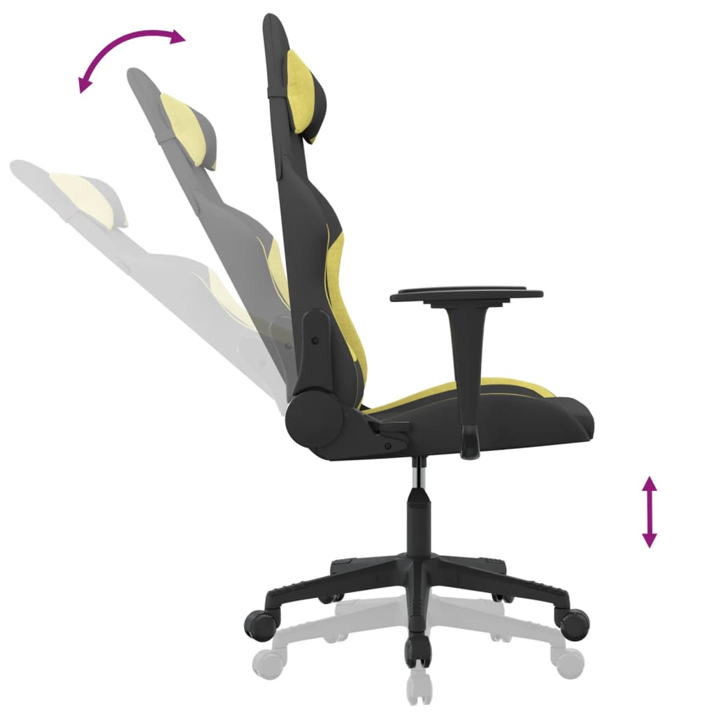 Chaise gamer avec repose-pieds en tissu jaune