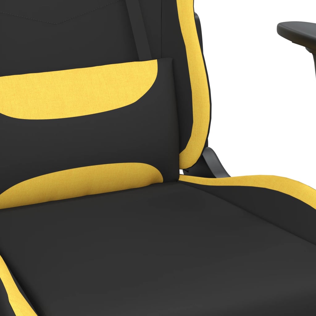 Chaise gamer avec repose-pieds en tissu jaune