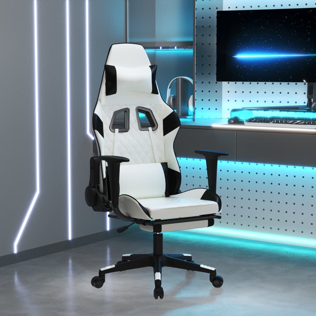 Chaise de jeu avec repose-pieds en cuir artificiel