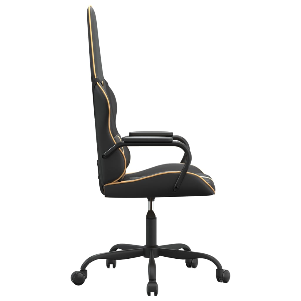 Chaise gamer simili cuir noir et doré