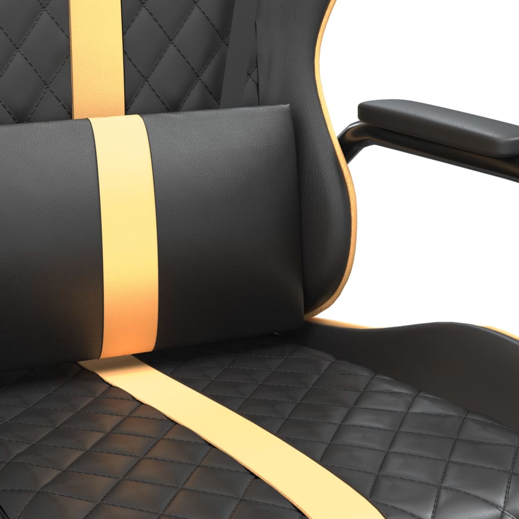 Chaise gamer simili cuir noir et doré