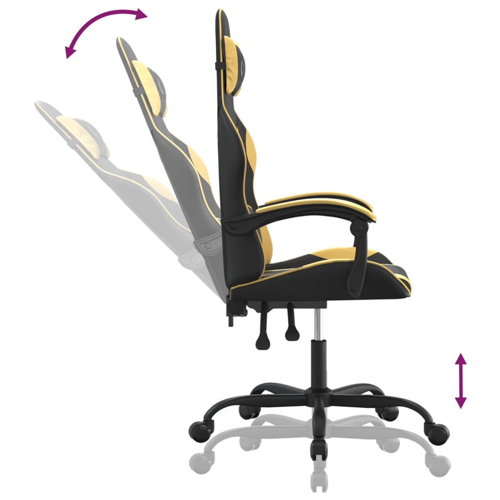 Chaise de jeu avec repose-pieds en cuir artificiel doré