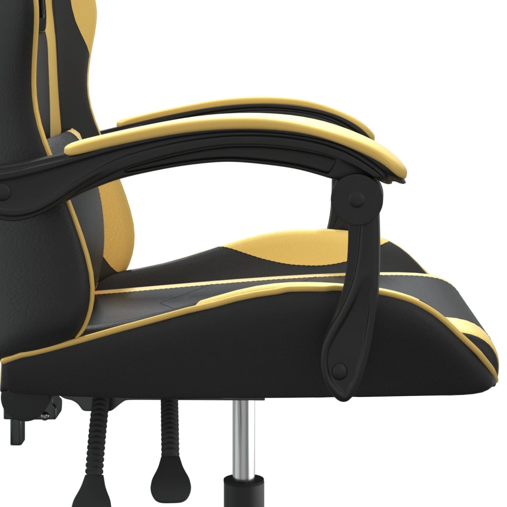 Chaise de jeu avec repose-pieds en cuir artificiel doré