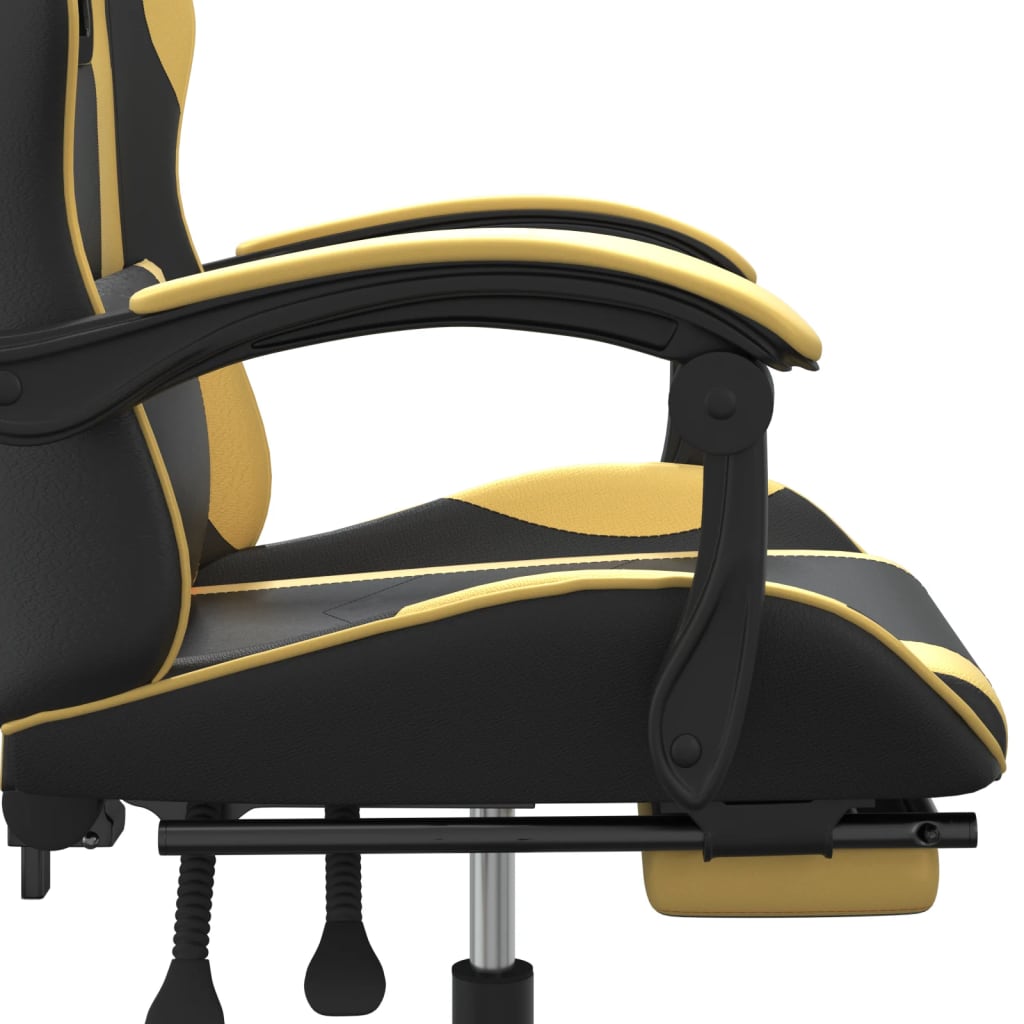 Chaise de jeu avec repose-pieds en cuir artificiel doré