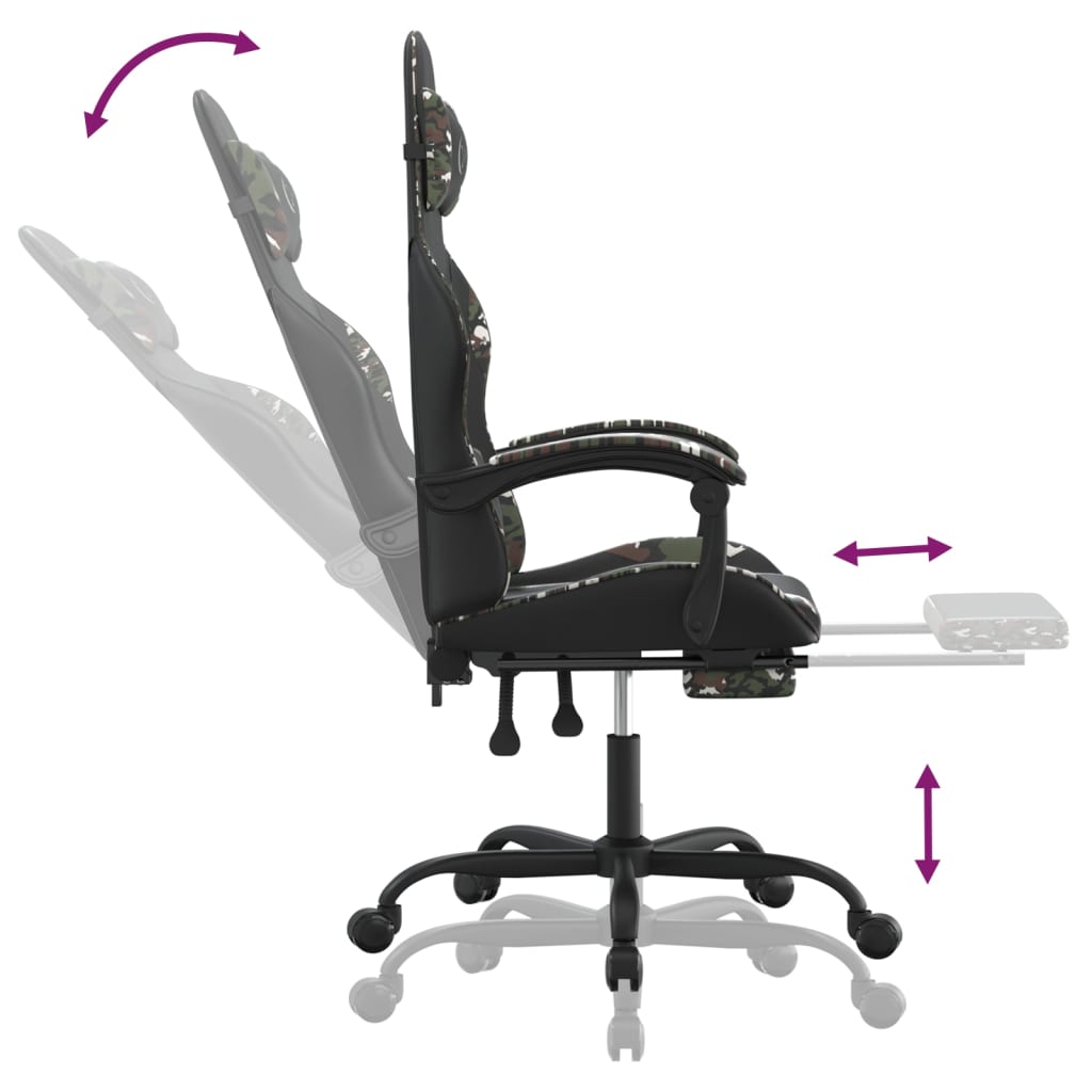 Chaise de jeu avec repose-pieds en cuir artificiel doré