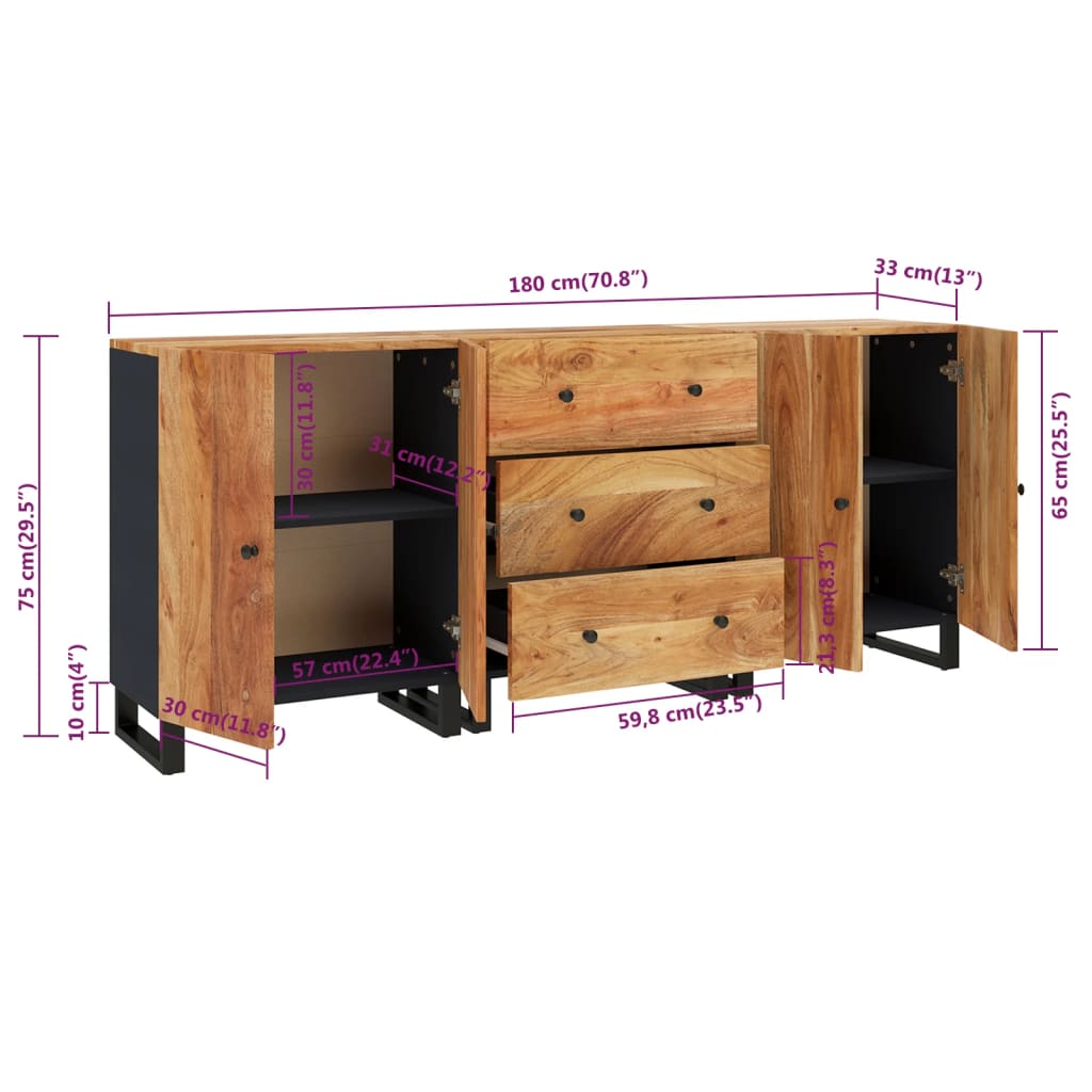 3 st Dressoir massief gerecycled hout