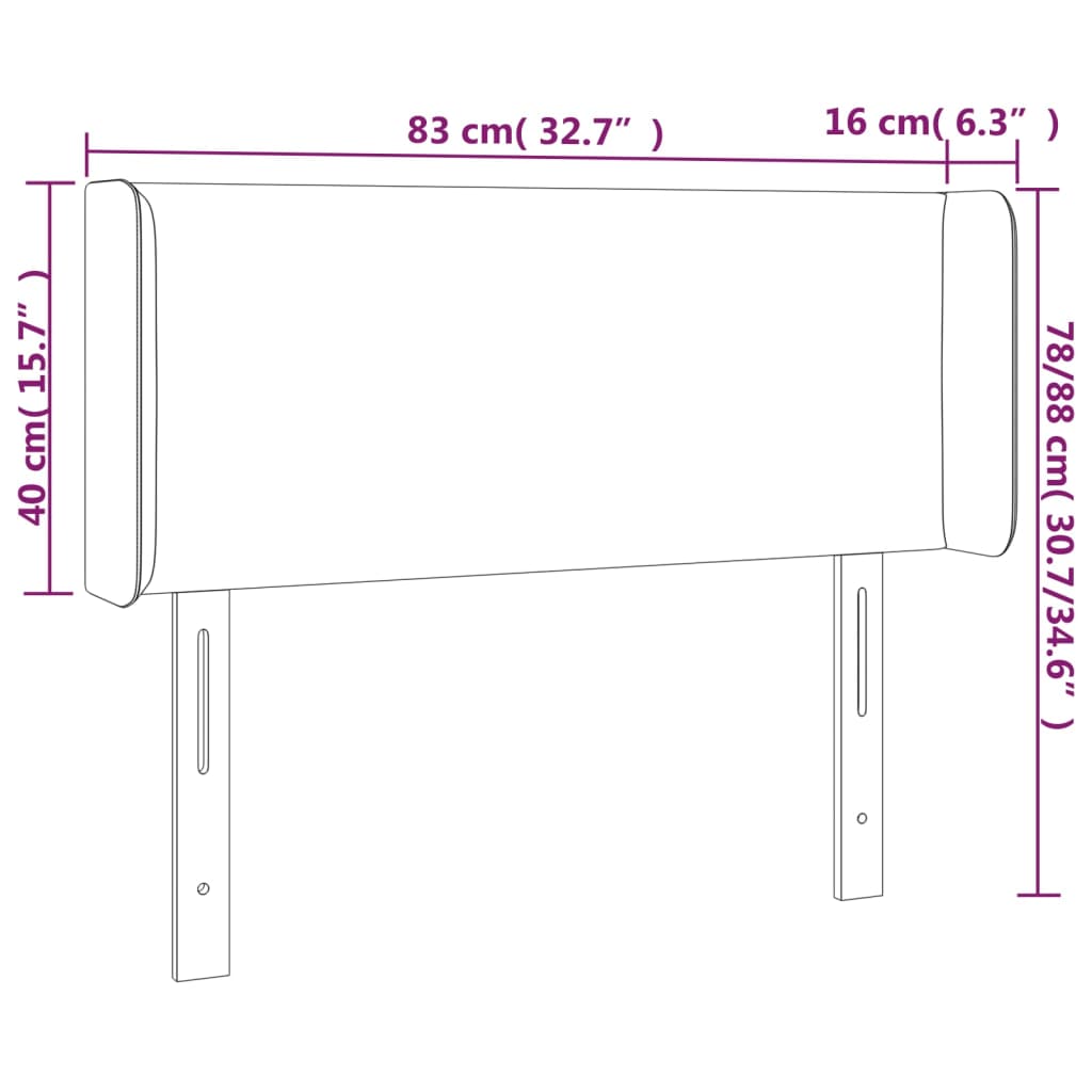 Hoofdbord LED 83x16x78/88 cm fluweel