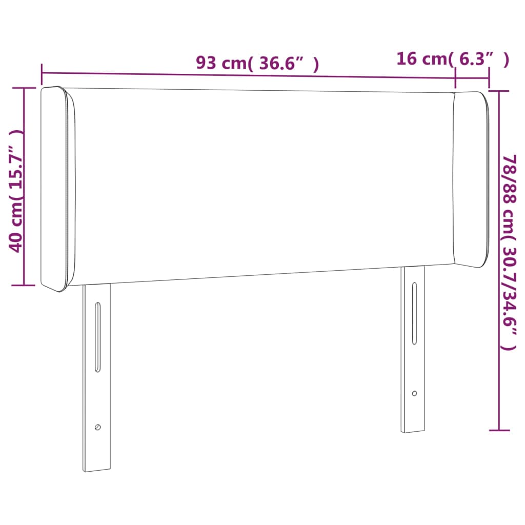 Hoofdbord LED 83x16x78/88 cm fluweel