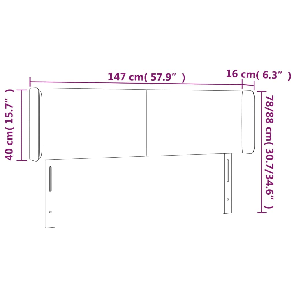 Hoofdbord LED 83x16x78/88 cm fluweel