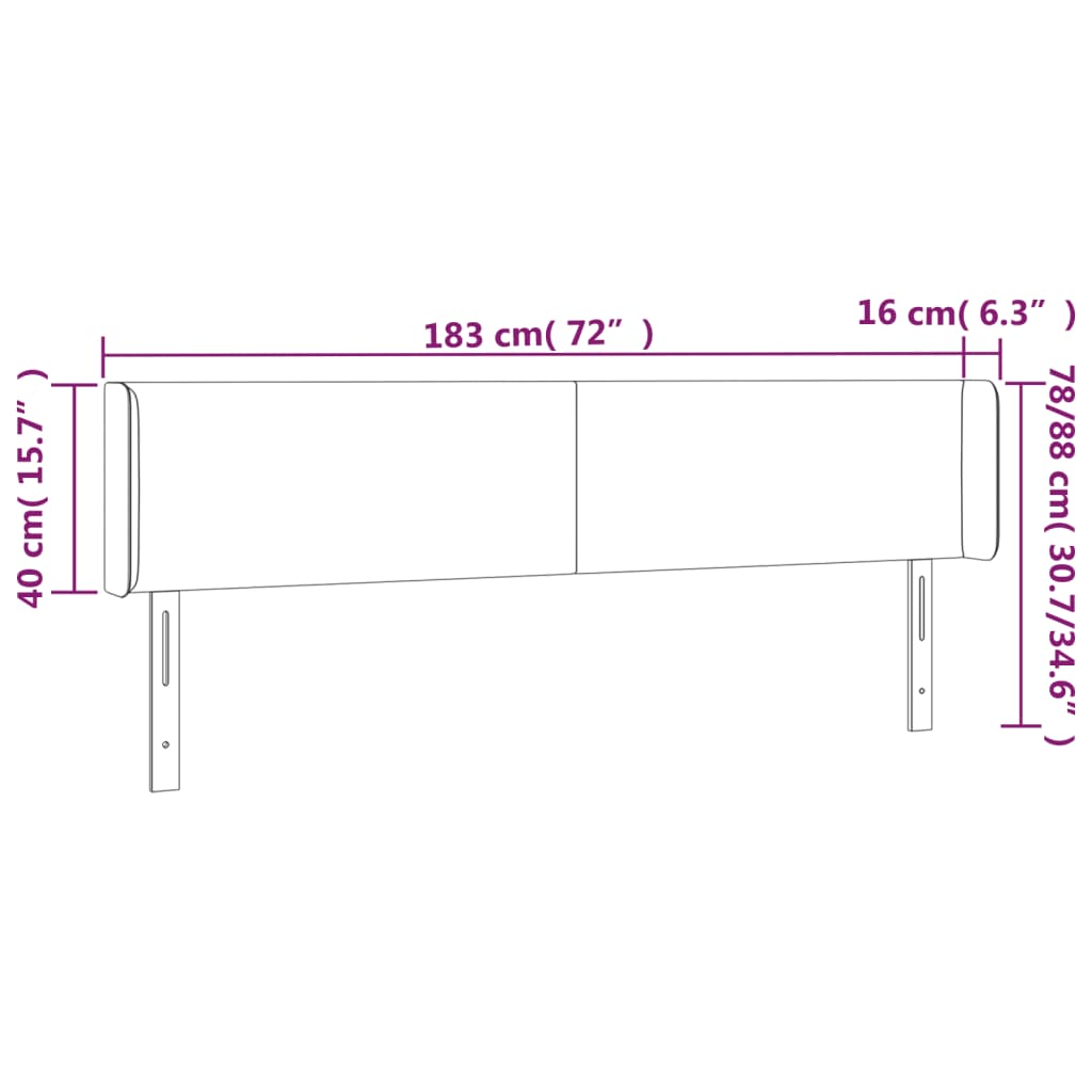 Hoofdbord LED 83x16x78/88 cm fluweel