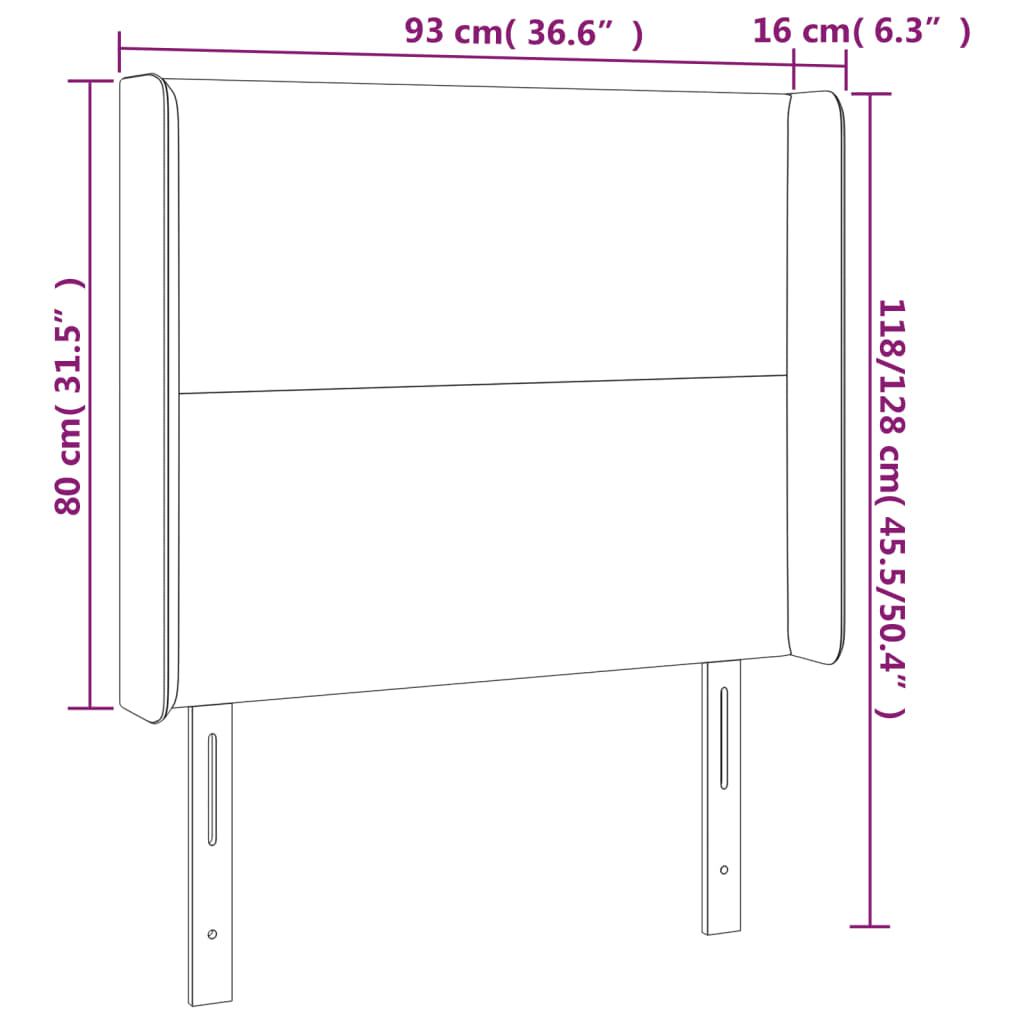 Hoofdbord LED 83x16x78/88 cm fluweel