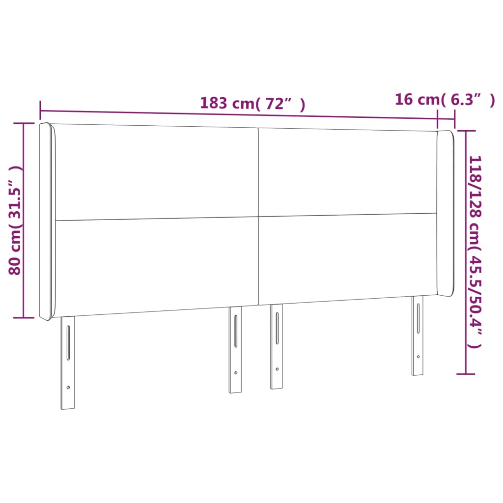 Hoofdbord LED 83x16x78/88 cm fluweel