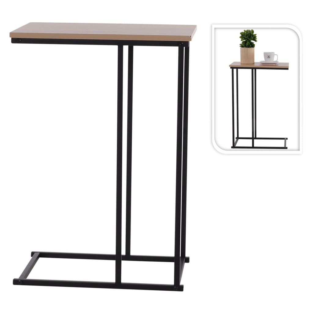 H&amp;S Collection Table d'appoint avec plateau en MDF naturel et noir