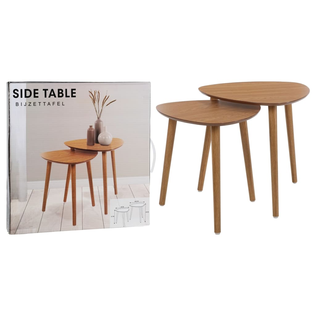 Home&amp;Styling Ensemble de tables d'appoint 2 pièces naturel