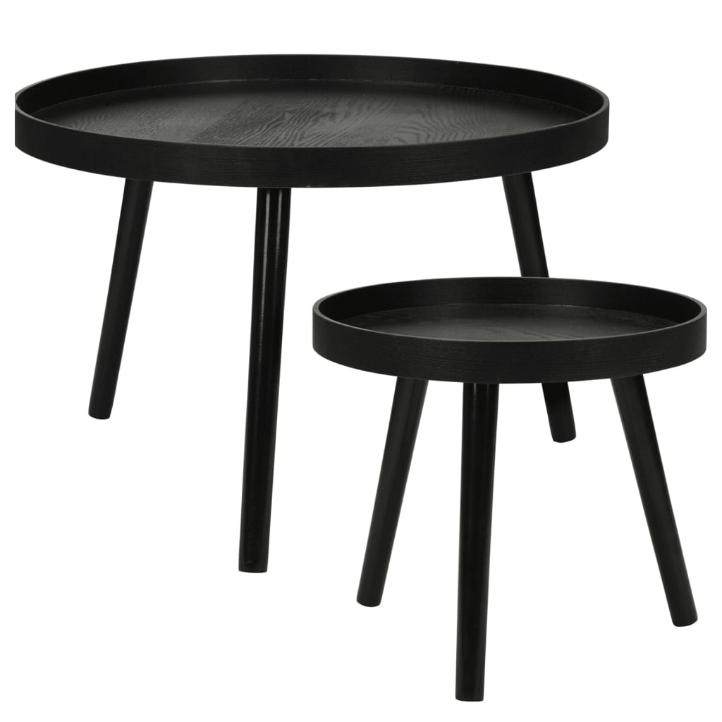 Home&amp;Styling Ensemble de tables d'appoint 2 pièces rondes noir