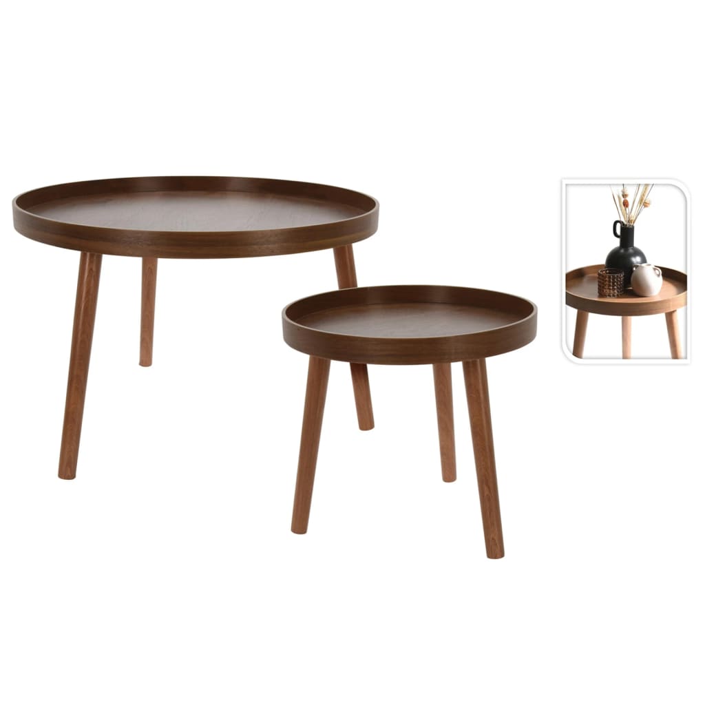 Home&amp;Styling Ensemble de tables d'appoint 2 pièces rondes noir