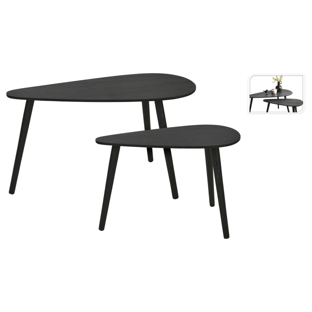 Home&amp;Styling Ensemble de tables d'appoint 2 pièces en forme de goutte noir