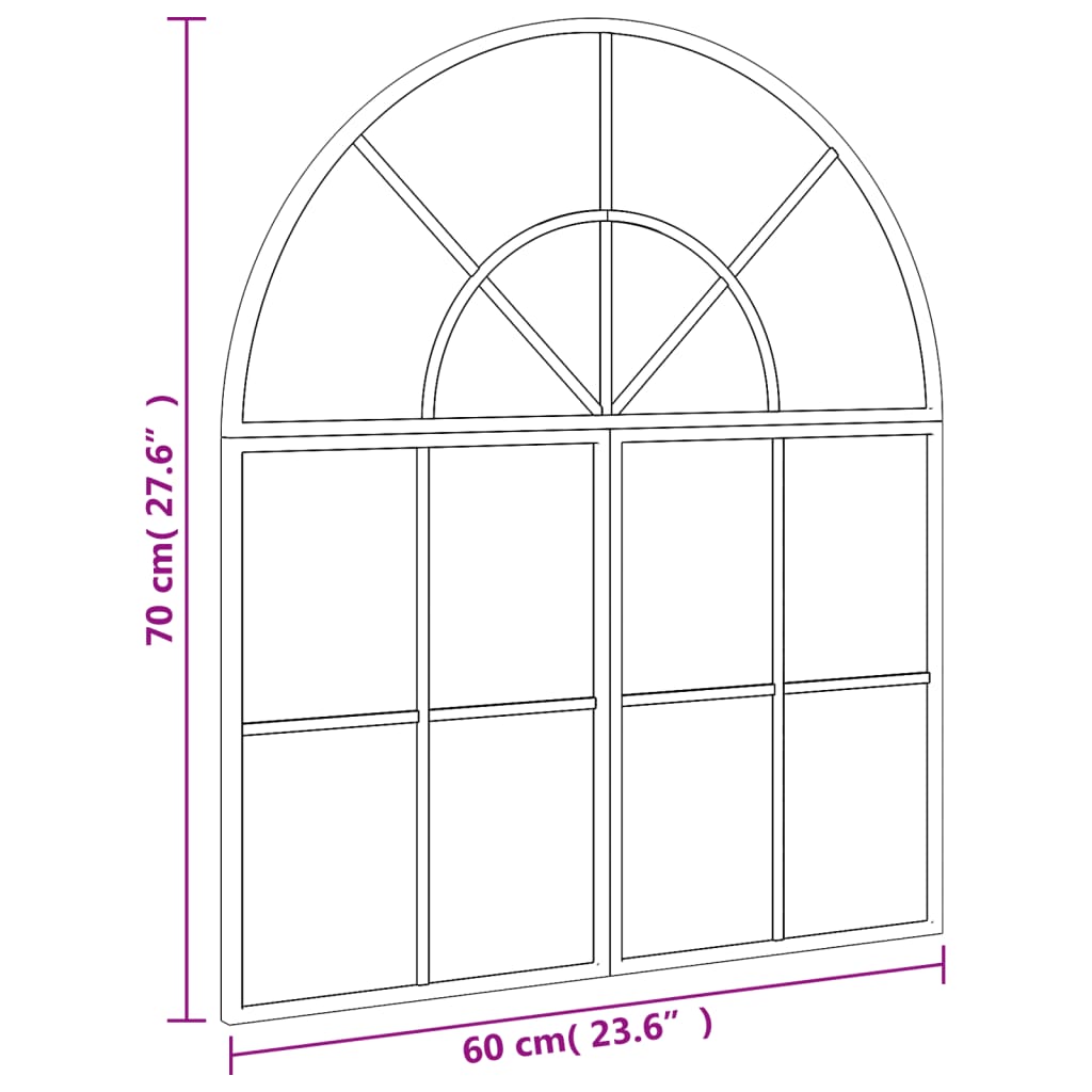 Wandspiegel boog 100x90 cm ijzer zwart