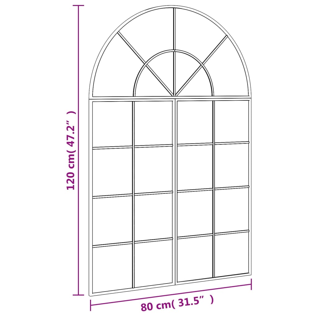 Wandspiegel boog 100x90 cm ijzer zwart