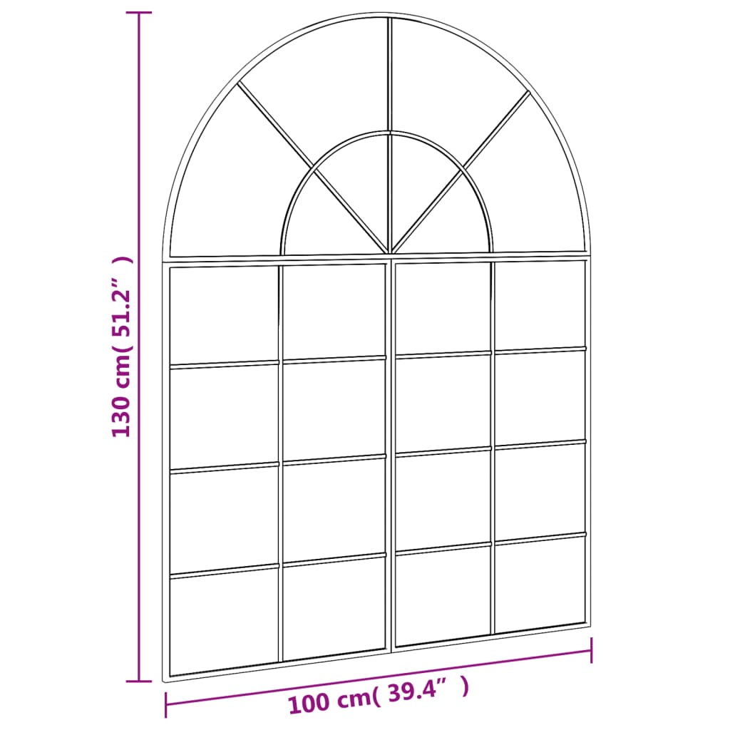 Wandspiegel boog 100x90 cm ijzer zwart