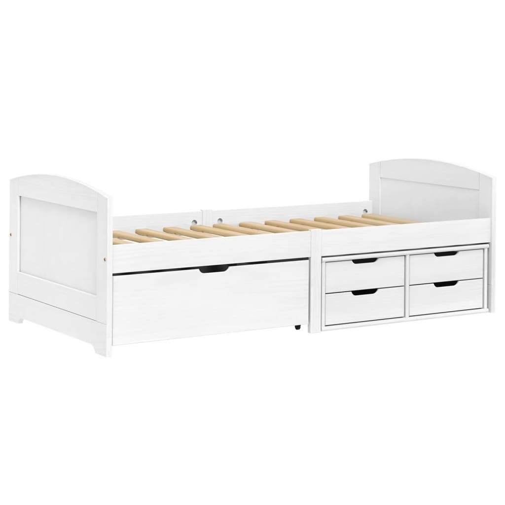 Canapé lit 5 tiroirs IRUN 90x200 cm bois de pin massif blanc