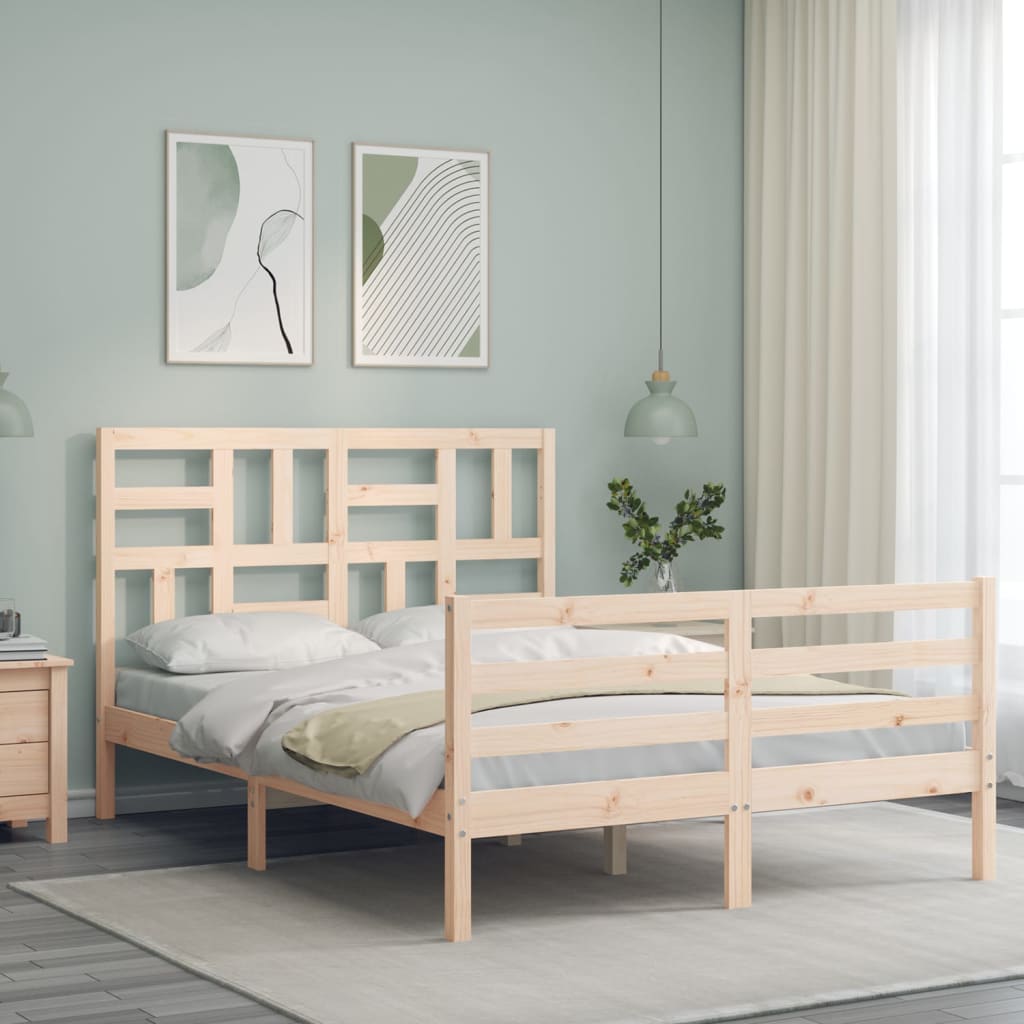 Bedframe met hoofdbord massief hout