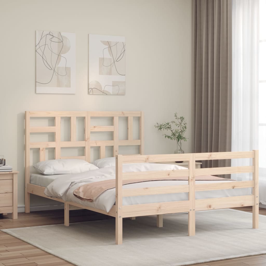 Bedframe met hoofdbord massief hout