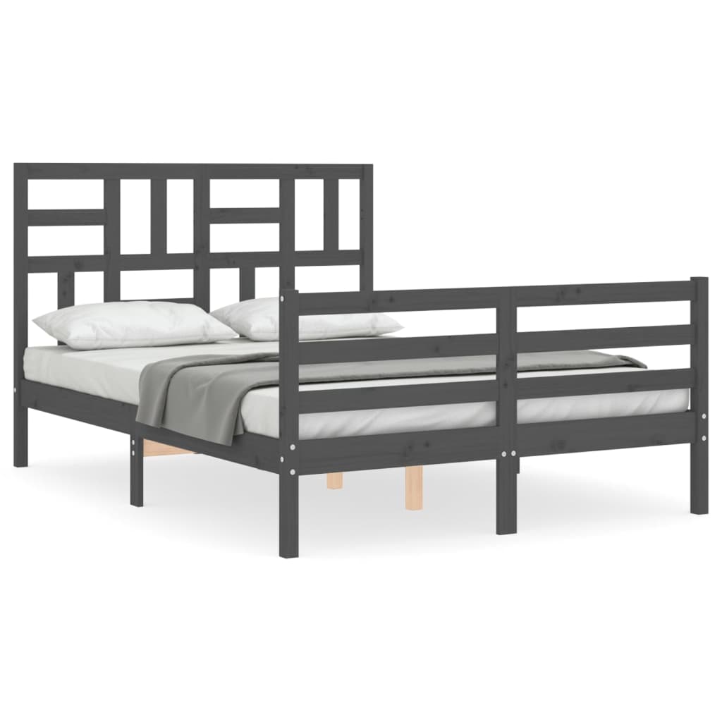 Bedframe met hoofdbord massief hout