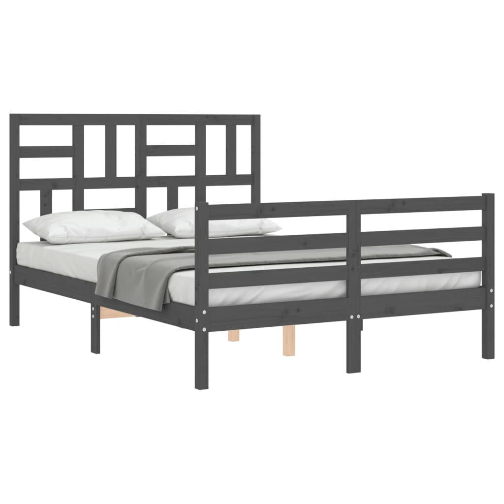 Bedframe met hoofdbord massief hout