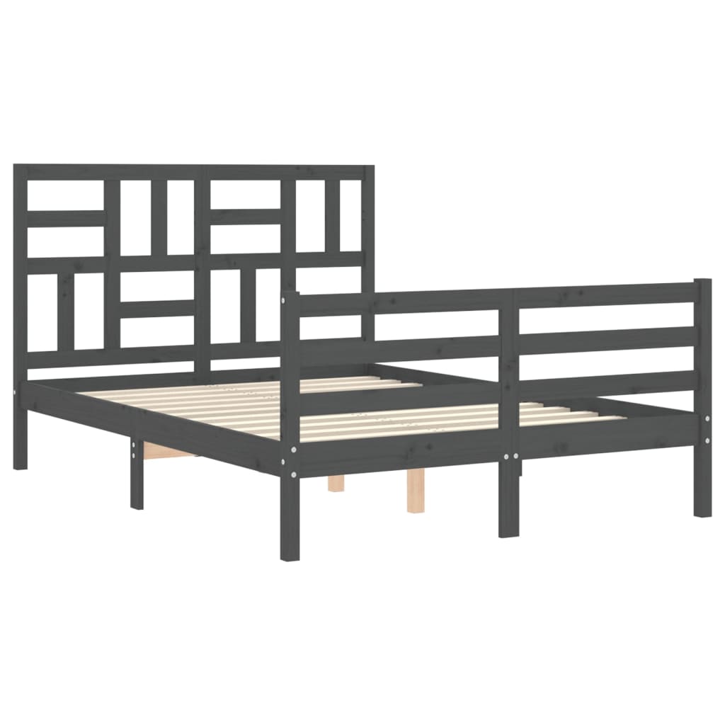 Bedframe met hoofdbord massief hout