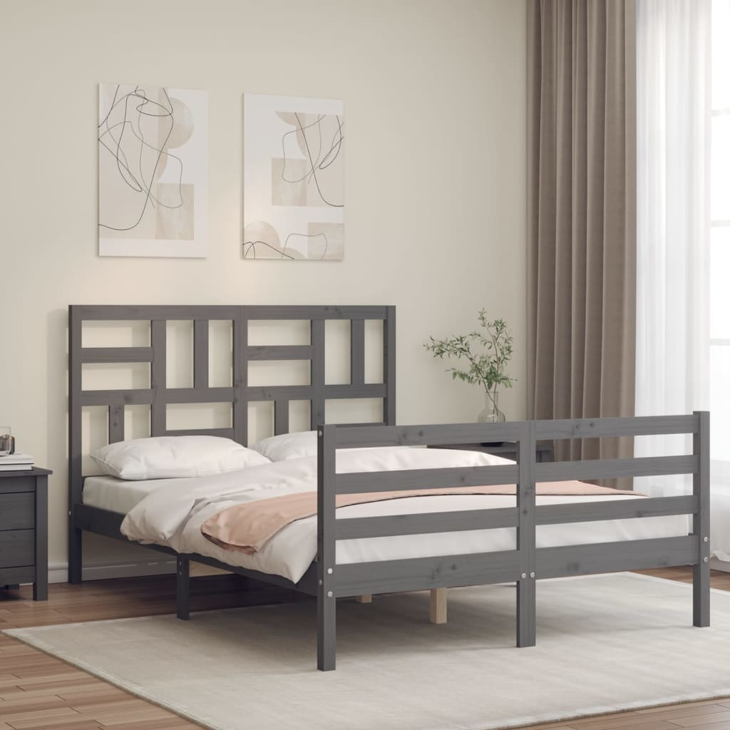 Bedframe met hoofdbord massief hout