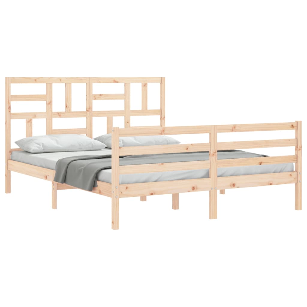 Bedframe met hoofdbord massief hout