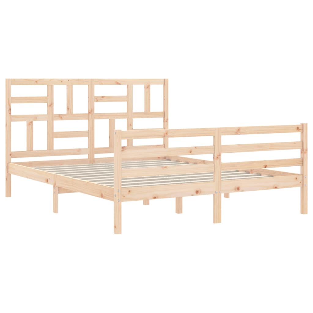 Bedframe met hoofdbord massief hout