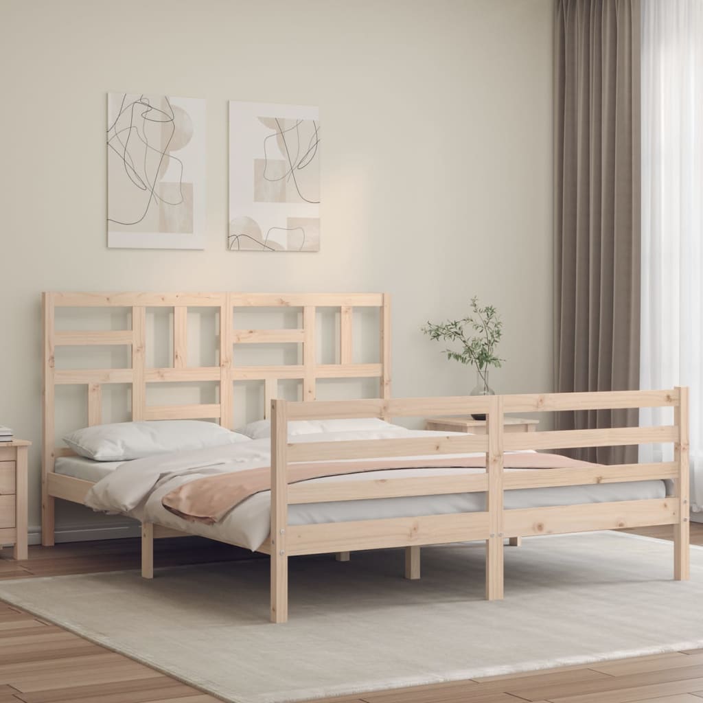 Bedframe met hoofdbord massief hout