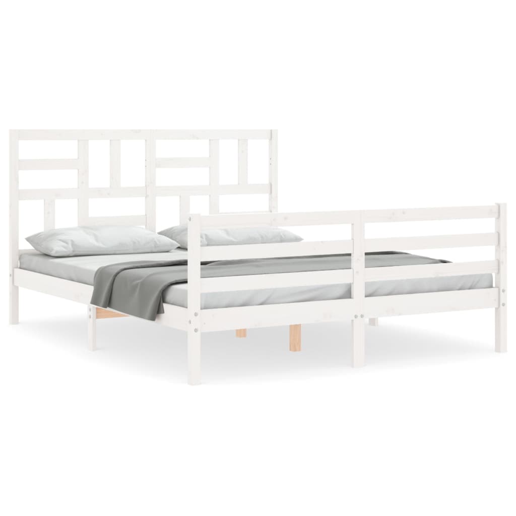 Bedframe met hoofdbord massief hout