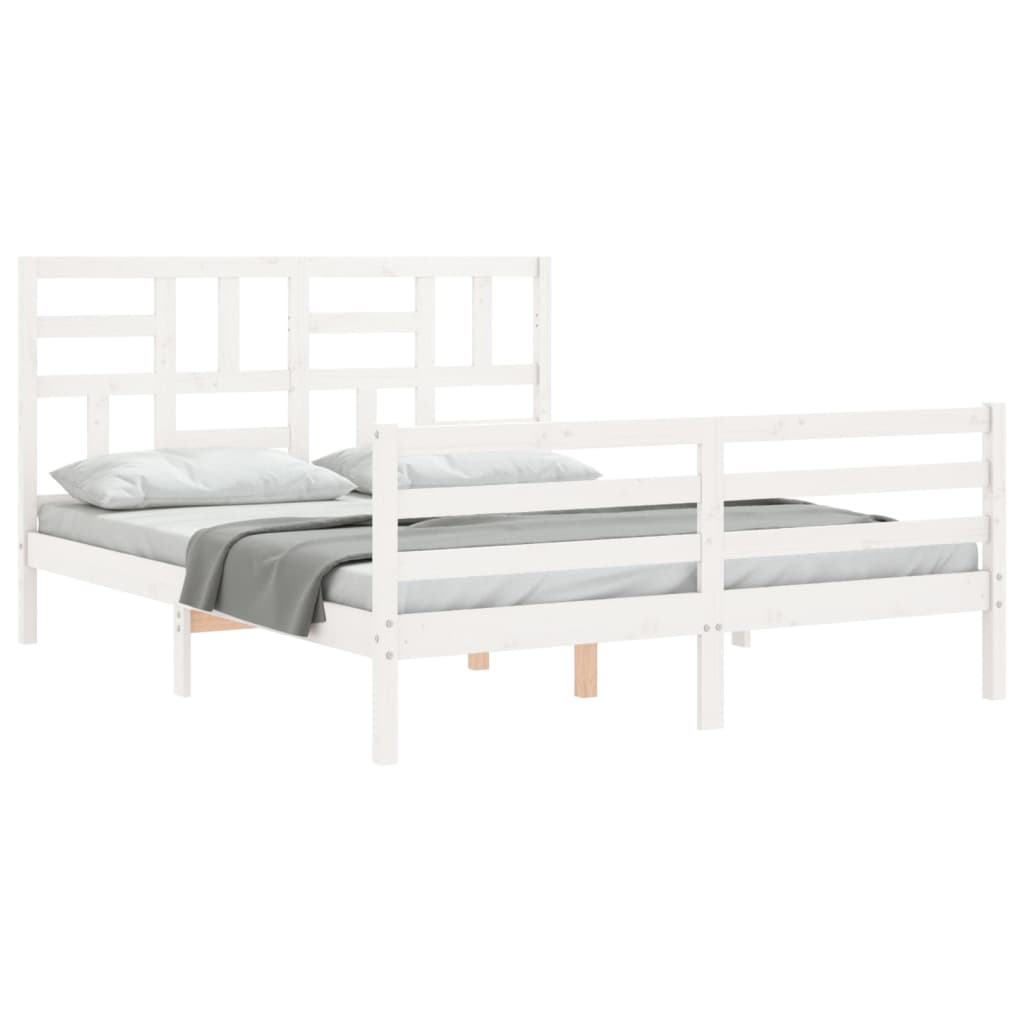 Bedframe met hoofdbord massief hout