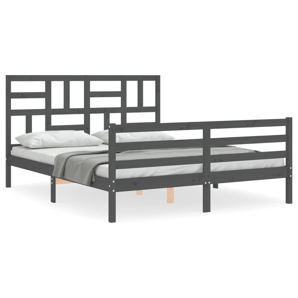 Bedframe met hoofdbord massief hout