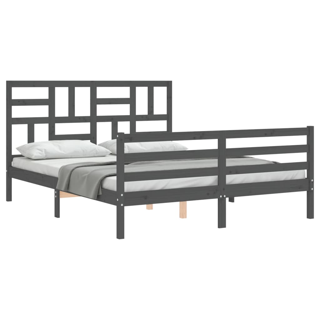 Bedframe met hoofdbord massief hout