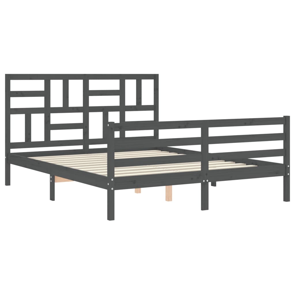 Bedframe met hoofdbord massief hout