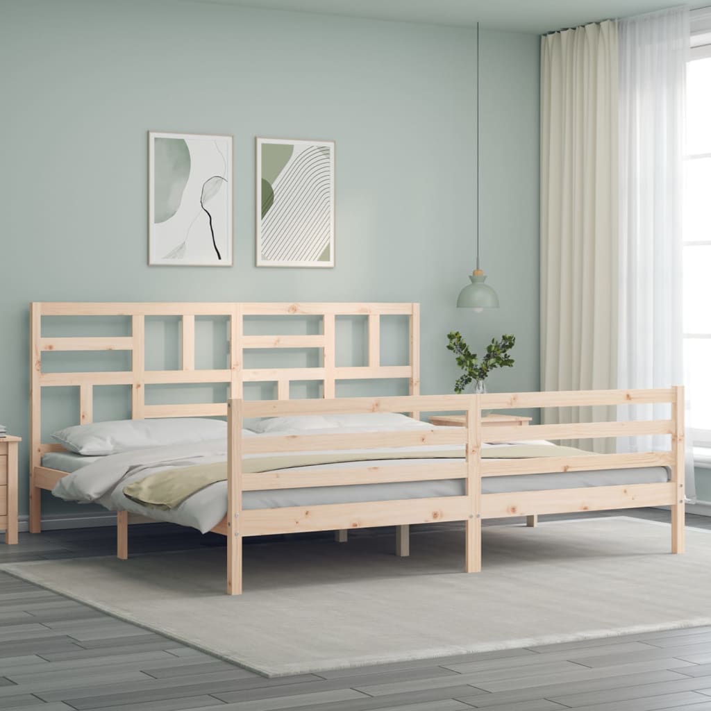 Bedframe met hoofdbord massief hout