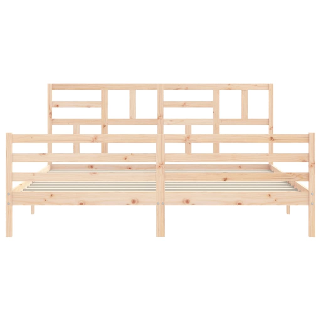 Bedframe met hoofdbord massief hout