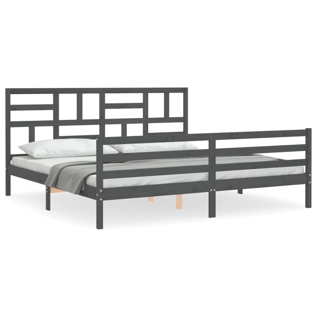 Bedframe met hoofdbord massief hout