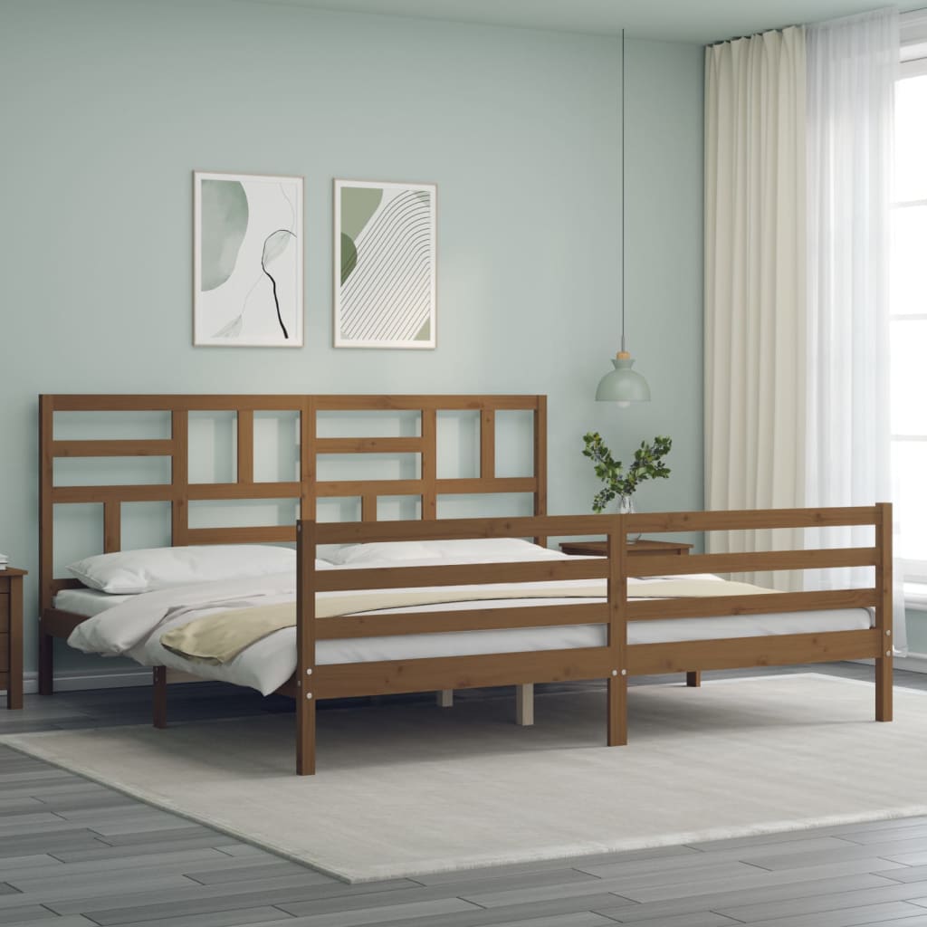 Bedframe met hoofdbord massief hout