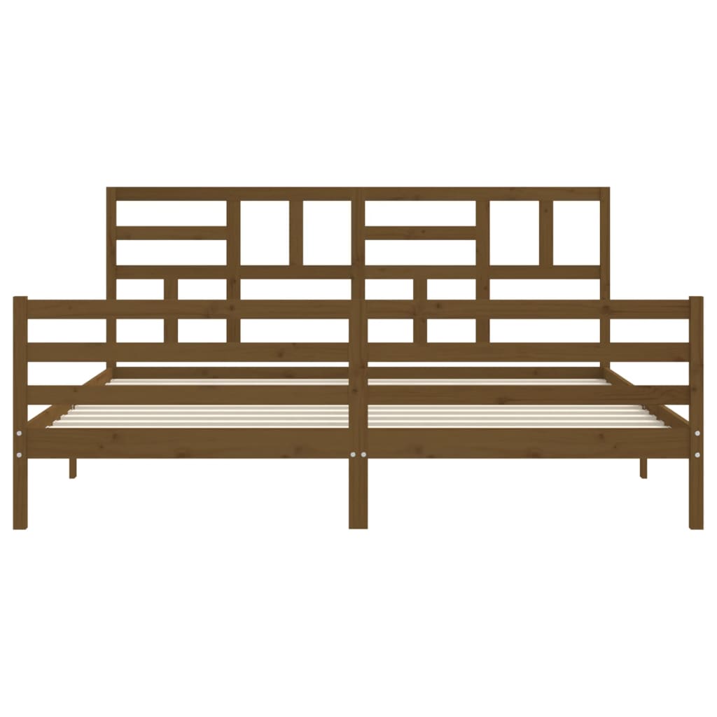 Bedframe met hoofdbord massief hout