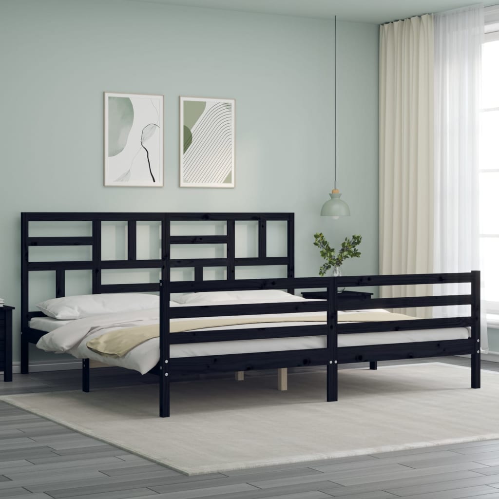 Bedframe met hoofdbord massief hout