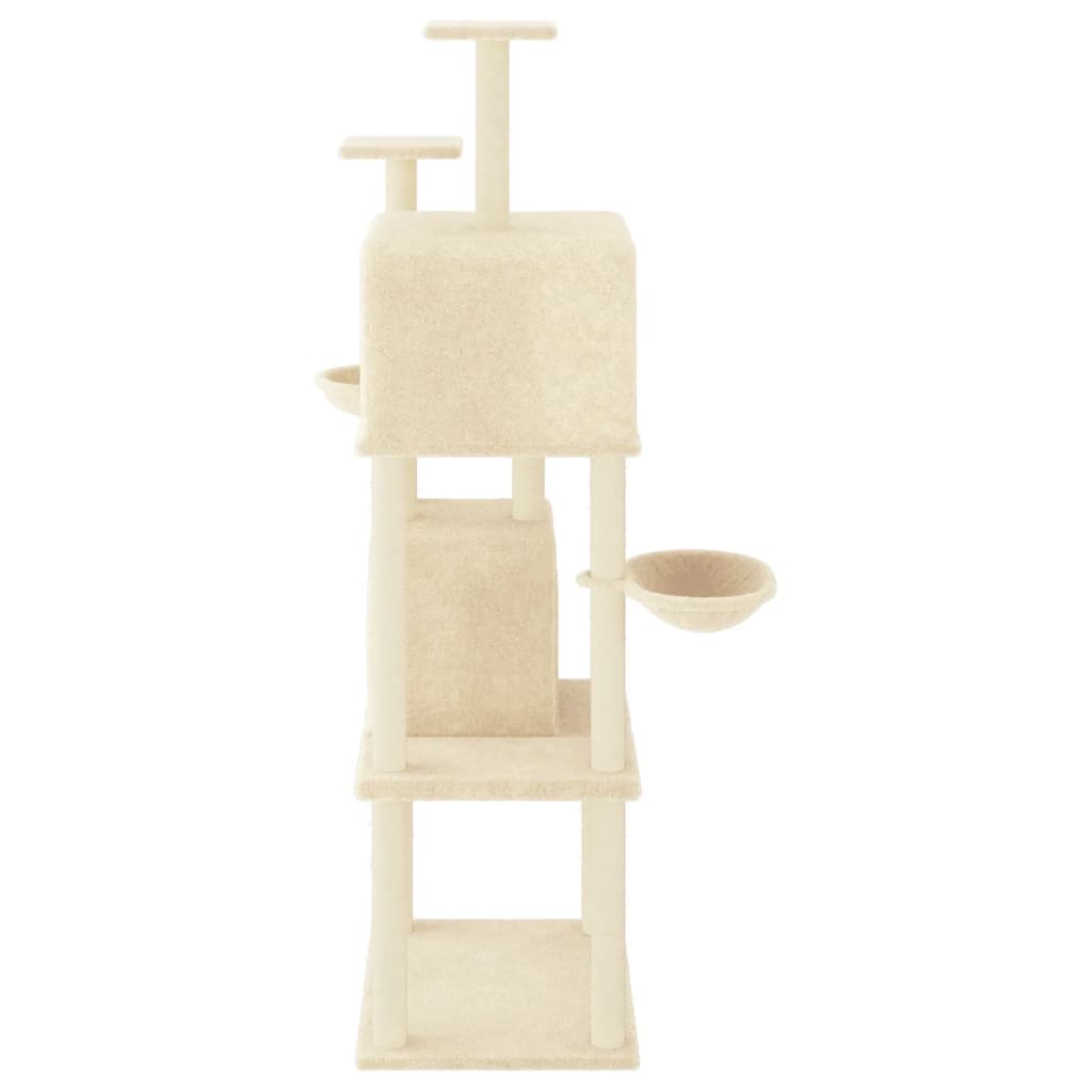 Meuble pour chat avec griffoirs en sisal 180 cm couleur crème